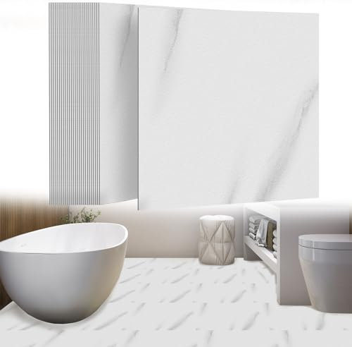 UISEBRT 54 piastrelle autoadesive per pavimenti in PVC, 5,02 m², effetto cemento, piastrelle adesive al metro, per cucina, bagno, corridoio, soggiorno, 30 x 30 cm, modello A