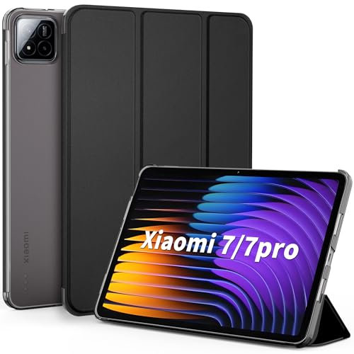 EasyAcc Case Compatible with Xiaomi Mi Pad 7/7 Pro (11.2 inch, 2025, 7th generation), Ultra Thin Translucent Matte Back Cover, Black