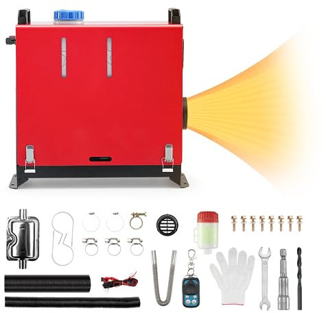 Chauffage à air diesel tout-en-un 8 kW 12 V-24 V Chauffage diesel de voiture avec silencieux, télécommande, moniteur LCD, chauffage rapide, dégivrage, désembuage pour camping-cars, camions, remorqu