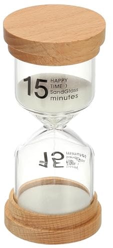 PATIKIL 15 Minuten Sanduhr, Holz Sanduhr aus hochwertigem Borosilikatglas Sanduhr Sanduhr für Spiele, Klassenzimmer, Küche, Büro, Dekoration zu Hause, Weiß