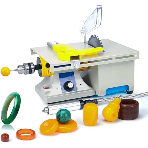 ERICAT Table Saw for Jobsite, 100W Portable Table Saw, Home DIY Table Saw with Anti-slip Base, 950W Load Power And 800-12000R/min Motor Speed, Precision And Stability, for Grinding Plastic, Wood