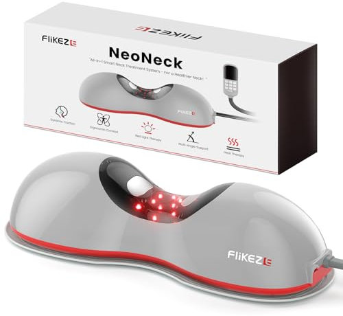 2025 Neu Beheizter Nackenstrecker mit Rotlichttherapie, 4-in-1 Massager Nacken Traktionsgerät, Kabelloses Dynamische Nackenstrecker gerät, 5 Modi Nacken EMS Gerät Neck Traction