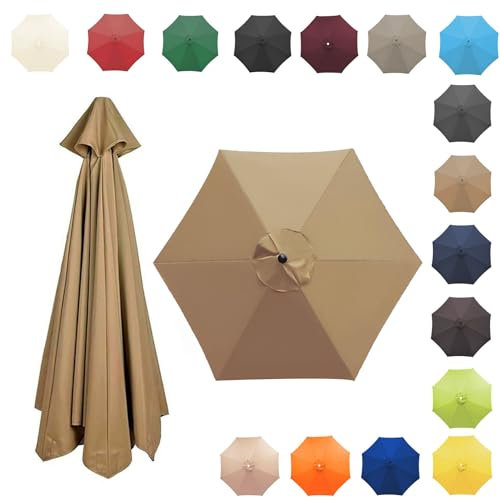 350CM/8 Baleines Auvent De Remplacement Pour parasol De Jardin, Toile De parasol Déporté, Housse De Rechange En Polyester Anti UV 50+(Khaki,8 RIBS/350CM(11.5FT))