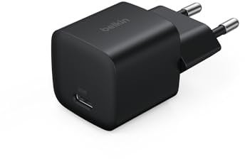 Belkin Chargeur Secteur USB-C (25 W, Prise USB-C pour Smartphone, PD 3.0 avec PPS, pour Apple iPhone 16 Serie, iPad Pro, Samsung Galaxy S25, Pixel 9, Nintendo Switch, etc., Noir)