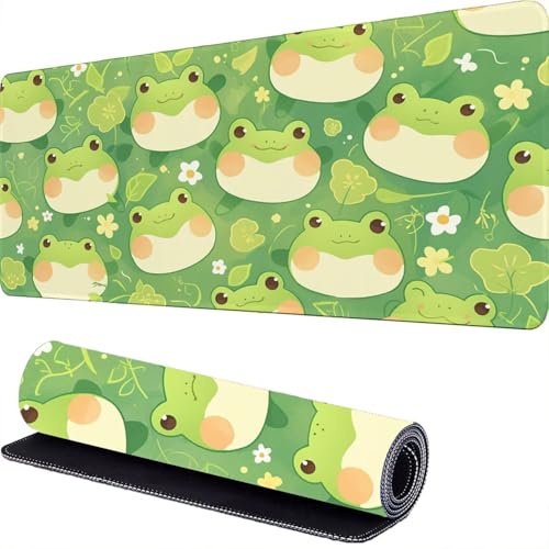 Mouse Pad 1800 x 900 x 3mm Grün Schreibtischunterlage Frösch Mousepad XXL, Mauspad Gaming, Rutchfeste Desk Mat, Multifunktionales Mousepad mit Vernähte Kanten, Mouse Pad für Büro/Home r-389