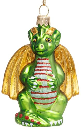 SIKORA Drache besondere Weihnachtskugel Glas Weihnachtsmann Christbaumschmuck Deko Figur Weihnachten Anhänger Ornament - Premium Line - BS855