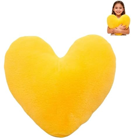 Herzkissen, Herz Kissen Kinderzimmer Decor, Dekokissen Kopfkissen, Kuschelkissen Kinder Herzform Dekokissen Kopfkissen Kissen Zierkissen für Mädchen Jungen Zuhause Schlafzimmer Deko (Gelb, 50 CM)