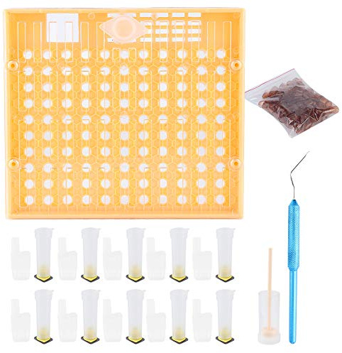 Plastic Queen Rearing Cup Kit, Beekeeping Cell Cup System for Queen Bee Breeding, Complete Rearing Box with Cage and Tools for Hive Management
