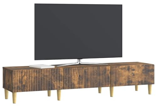vidaXL TV-Schränk Geräucherte Eiche 147 x 34,5 x 30 cm Holzwerkstoff, Wohnzimmer, moderner rechteckiger Medienspeicher, viel Platz, Unterhaltungszentrum, Möbel für Multimedia, Display-Einheit