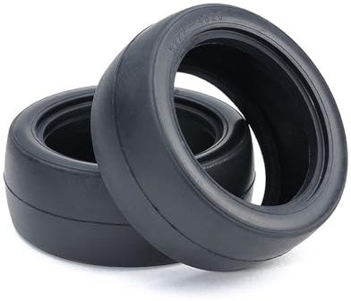 Tamiya 300050454-1:10 Reifen Slick Baukasten-Typ, 2, Schwarz