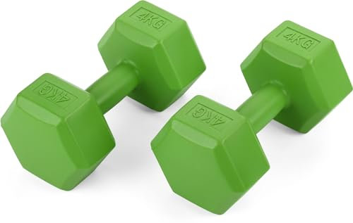 Gymtek Komposit Hantelset 2x4 kg (8 kg) – Kurzhanteln mit Zementfüllung & Kunststoffummantelung – Rutschfester Griff, Anti-Roll Design – Fitness Hanteln für Heimtraining & Krafttraining