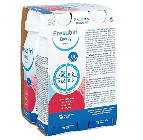 Fresenius Kabi Fresubin Energy Drink Strawberry Drink bottle, 4 x 200 ml individual pack