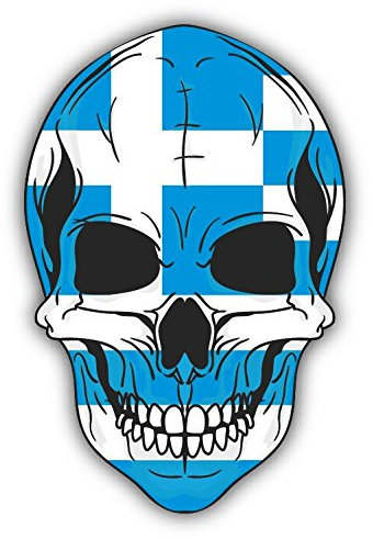 Skull Flag Greece Hochwertigen Auto-Autoaufkleber 10 x 12 cm