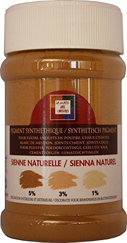 Pro G Déco Sienne Naturelle Pigment Universel pour la Coloration des plâtres, enduits, ciments, Chaux éteinte, Blanc de meudon, Joints ciments, Joints colles, peintures, résines