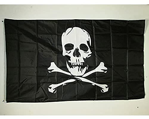 AZ FLAG - Bandera Pirata Calavera Y Huesos - 150x90 cm - Bandera De Los Piratas 100% Poliéster ligero Con Ojales de Metal integrados - 80g