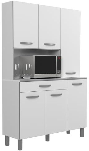 Küchenzeile Küchenblock Buffet Küchenbuffet von Parisot Essential 22 Weiß Komplett Set