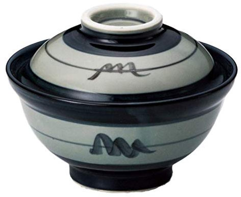 Japanische 15,5 cm Durchmesser Porzellan Mashiko Sansui Donburi Ramen Nudel Suppe Reisschale mit Deckel Grau M52114