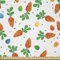 ABAKUHAUS Ostern Stoff als Meterware, Orange Karotten Eier Punkte, Seidiger Satin Stoff für Polster Heimtextilien, 1M (148x100cm), Orange Grün