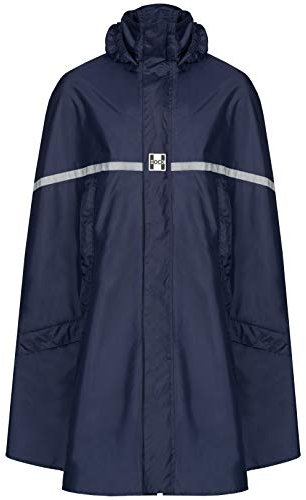 HOCK Premium Regenponcho mit Reißverschluss - Fahrradponcho Wasserdicht mit Reflektoren - Herren Damen Regenschutz - Hochwertige Regenbekleidung (marine, L)