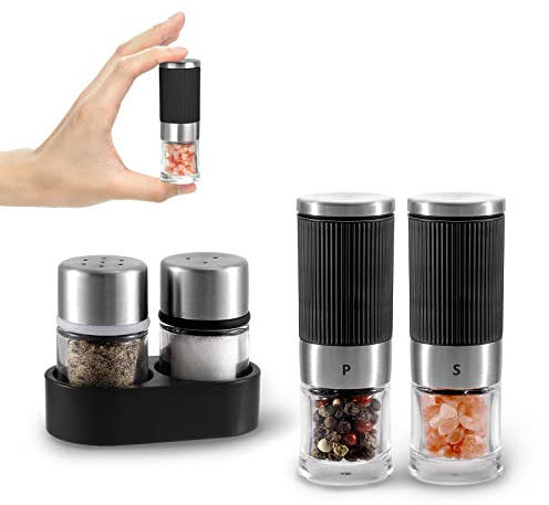 Mini-Salz- und Pfeffermühlen-Set mit 2 kleinen Salz- und Pfefferstreuern