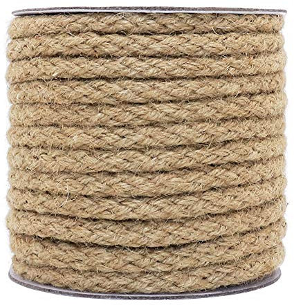 Tenn Well 8mm Jute Rope, 52 Feet Braided Jute Cord Thick Twine Rope for Crafting, Cat Scratching, Gardening and Decoration