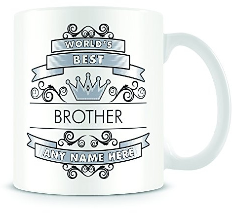 MUGGZ Brother Mug - 'Worlds Best' Design - Personalised Gift - Silver