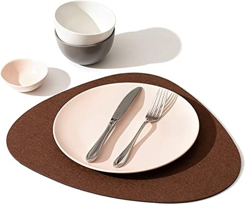 chillify Tischuntersetzer 6er Set I Untersetzer Filz | Tischset rutschfest hitzebeständig waschbar Oval Dunkelbraun