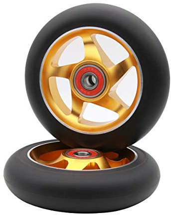 2 Stück 100 mm Pro Stunt Scooter Rollen mit Abec 9 Kugellager für MGP/Razor/Lucky/Envy/Vokul Pro Scooter räder (Gold)