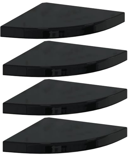 vidaXL Corner Shelf | Set of 4 | High gloss black | Honeycomb MDF, metal