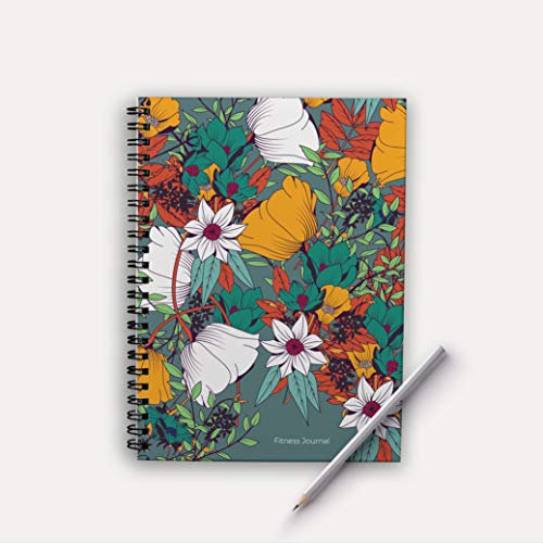 A5 Fitness Journal, Fitness Tracker, Fitness Planner, Health Journal (Design - Trailing Begonia)