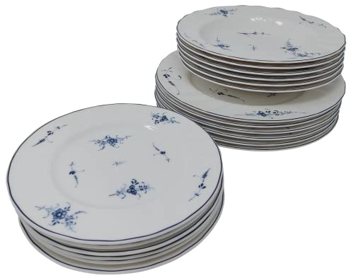 Villeroy & Boch 18-teiliges Tellerset Vieux Luxembourg, Blue, Porzellan, Geblümt, Geschirrset, Geschirr