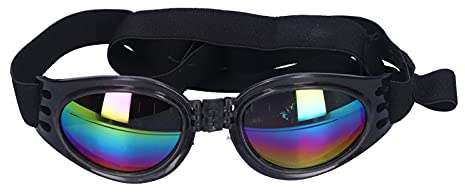 Kleine Hundesonnenbrille, Faltbare UV-Schutzbrille für Hundehunde Motorradbrillen mit flexiblen Trägern für mittlere und große Hunde(schwarz)