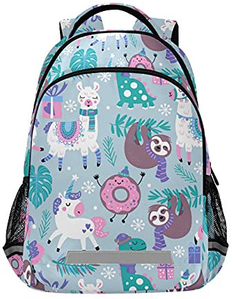 Mnsruu Rucksack mit Tiermotiven, Lama, Faultier, Dinosaurier, für Studenten, Jungen, Mädchen, Schultasche, Reisen, Tagesrucksack, Tiere, Einheitsgröße