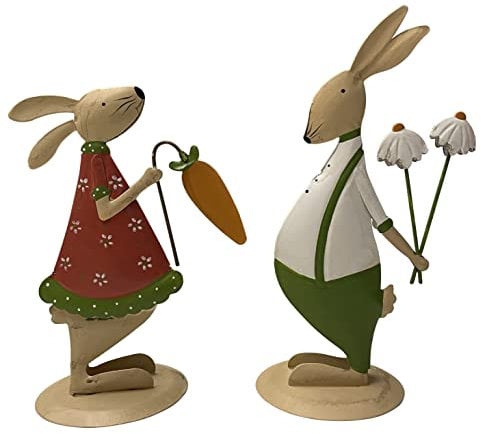 khevga Osterdeko Osterhase Deko-Hase aus Metall 2er Set (Gruen)