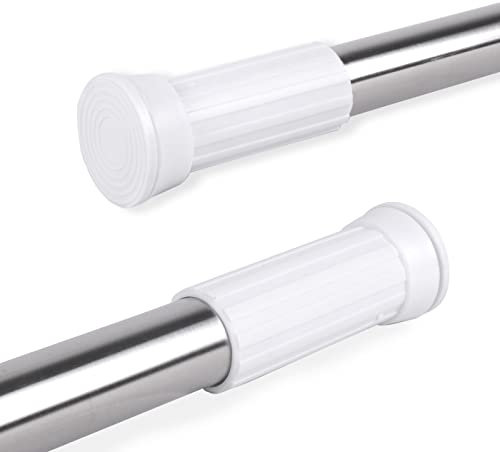 MERCURY TEXTIL- Barra de Aluminio Ajustable y Extensible para Cortinas de ducha, Armarios y Cocina sin taladro ni tornillos de fácil montaje. Barra de tensión telescópica. (Plateado 110-200)