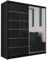MN Furniture Infinity High Gloss and Mirror Sliding Double Door Wardrobe 150cm 180cm (150cm, Black)