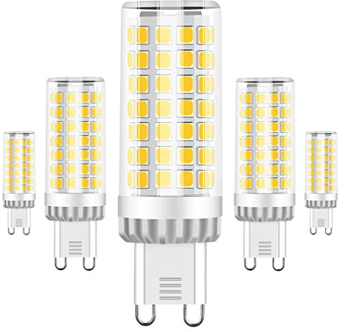 RANBOO G9 LED Lampe 9w Ersatz 75W Halogenlampen, 750LM, Kaltweiß 6000K, AC 220-240V, LED Birnen für Kronleuchter, Wandlampe, Kühlschrank und Dunstabzugshaube, Nicht Dimmbar, 5er Pack