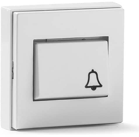 CABLEPELADO Pulsador timbre superficie, Interruptor de timbre de superficie, Botón de timbre de montaje en superficie, Pulsador campana de superficie, 10A 250V, 65 x 65 mm montaje superficie, Blanco