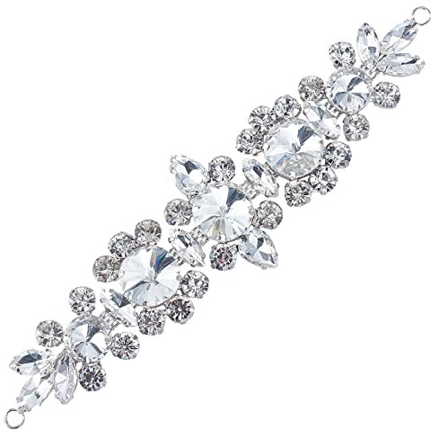 FINGERINSPIRE Kristall-Strass-Applikation für Kleidergürtel-Dekoration Silberkristalle Strass-Perlen-Applikation für Hochzeitskleid-Schärpe Kleid Kopfbedeckung Schuhe Taschen