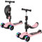 BremToy Trottinette pour Enfants 1-12 Ans, Ajustement Continu, 3 Roues LED élégantes, Trottinette Pliante, Charge Maximale 50 kg, Rose Clair