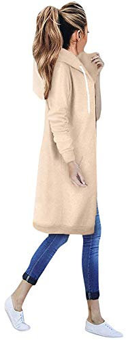 Jacke Damen Trenchcoat Langer Herbst Winter Mantel Trenchcoat Warm Slim Langer Jacken Overcoat Oberbekleidung Mode Einfarbig Reißverschluss Damenmantel Wollmantel Windjacke(6-Khaki, S)