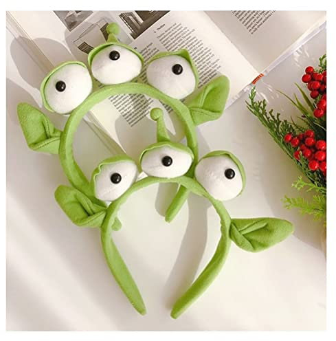 BeisDirect 2pcs Garçons Filles Bandeau Alien à trois yeux, bandeau avec monstre vert aux globes oculaires extra-terrestre accessoire de déguisemen pour coiffure de costume d'Halloween, 11cm