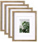 EGOFINE 14x11 Photo Frame Set of 4 with Plexiglass, Display Pictures 7x5/10x8 with Mat or 14x11 Without Mat for Tabletop and Wall Mounting, Carbonized Brown