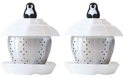 BESTonZON 2 STK Pinguin-teesieb Diffusor Mit Losen Blättern Tee-Ei Mit Losen Blättern Filter Für Teesiebe Sieb Für Lose Blätter Teesieb Aus Stahl Klinge Ultrafiltration Rostfreier Stahl