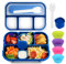 MaMix Bento Box for Kids, Lunch Box Kids, Lunch Containers for Adults,4 Compartment Leak-Proof with Sauce Snack Pot Cutlery (bright blue)