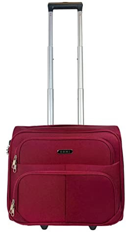 Maleta Trolley Equipaje de Mano Comercial piloto Medico Maletin con Ruedas y con 4 Compartimientos Color Rojo Granate