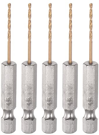 sourcing map 5uds 1/4 Hexagonal Vástago Taladros 1.5mm Titanio Taladro Brocas Juego M35 Alta Velocidad Acero Helicoidal Taladro 62mm Largo para Madera, Inoxidable Acero, Metal