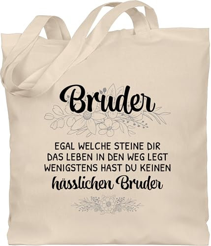 Baumwolltasche - Taschen - Witzige Geschenkidee Brüder - Wenigstens hast du keinen hässlichen Bruder - Unisize - Naturweiß - geschenk brother geschwister geschenke bruderherz brüderchen für den