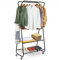 COSTWAY Kleiderständer auf Rollen, Garderobenständer mit 2 Kleiderstangen & 2 Ablagen & 4 Haken, Metall Rollgarderobe stabil, Kleiderwagen Garderobenwagen Schwarz, 86 x 45 x 170 cm