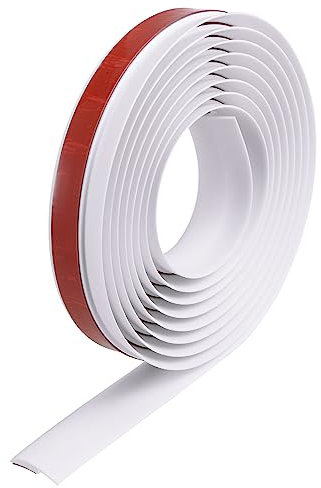 sourcing map Floor Edging Trim Strip Self Adhesive, PVC, White, 118 x 1.2 x 0.3, Carpet to Tile Transition, Doorway Edge Protection